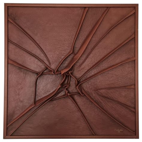 Abstract wall relief / art by Swedish artist Ing-Marie Linder. The folded leather creates warmth and depth. A unique, hand-made decorative work of art. Signed and dated -86. Additional information from exhibition a tergo. Please feel free to contact us for more information. Framed Leather Wall Art, Wall Art Series, Leather Art Wall, Leather Sculpture Art, Leather Sculpture, Leather Wall Art, Leather Artwork, Wall Relief, Leather Artist