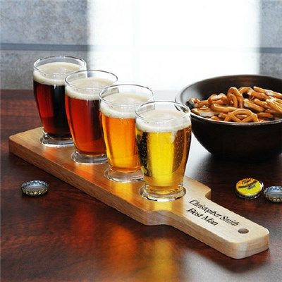 Beer Sampler Glasses with Tray | Engraved Beer Sampler Glasses with Tray Beer Sampler, Glace Fruit, Beer Tasting Parties, Beer Flight, Beer Custom, Personalized Beer, Tasting Party, Beer Tasting, Brew Pub