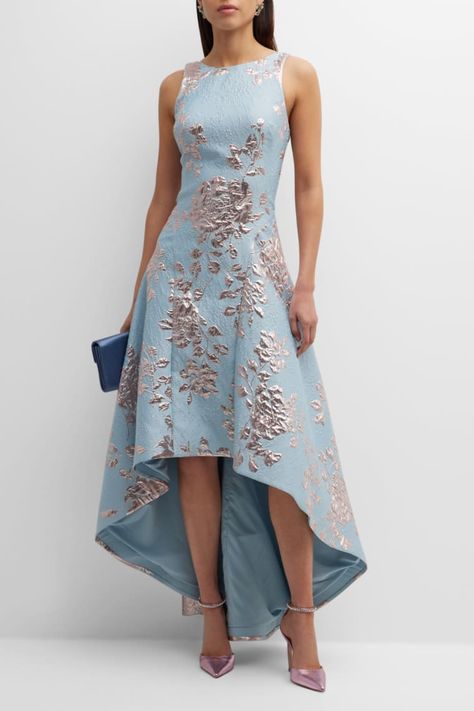 Womens Formal Dresses, Blue And Gold Dress, Marchesa Fashion, Jacquard Gown, Teri Jon, Cocktail Party Dresses, Brocade Dresses, Cocktail Gowns, Mothers Dresses