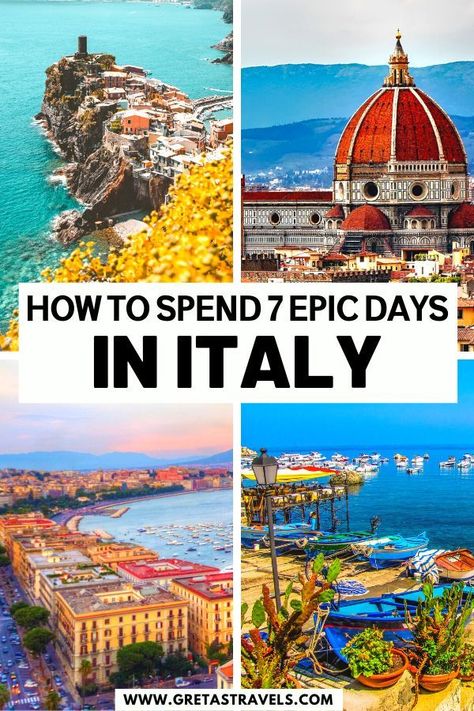 How to Spend 7 Epic Days in Italy One Week In Italy, 7 Days In Italy, Italy Trip Itinerary, Week In Italy, One Week Itinerary, 7 Day Itinerary, Italy Bucket List, Switzerland Vacation, European Road Trip