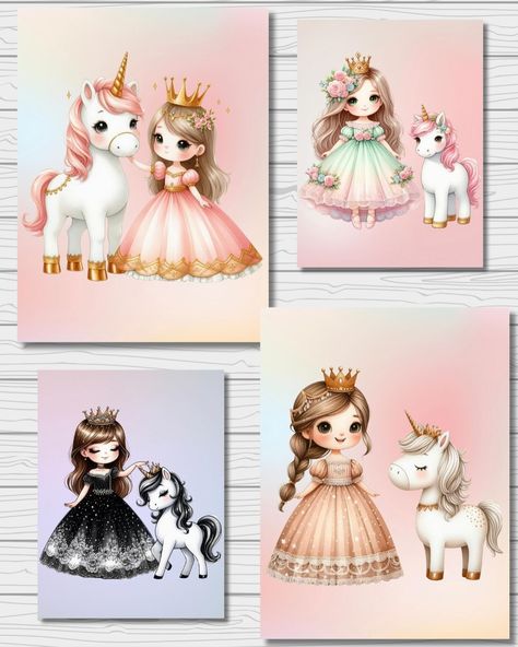 Princess & Unicorn Wall Art, Little Princess Girl Bedroom Poster, Unicorn Nursery Decor, Princess Themed Girl Bedroom Wall Art, DIGITAL CARD Girl Bedroom Wall Art, Girls Princess Bedroom, Unicorn Nursery, Unicorn Wall Art, Girl Bedroom Walls, Unicorn Wall, Digital Card, Princess Girl, Bedroom Posters