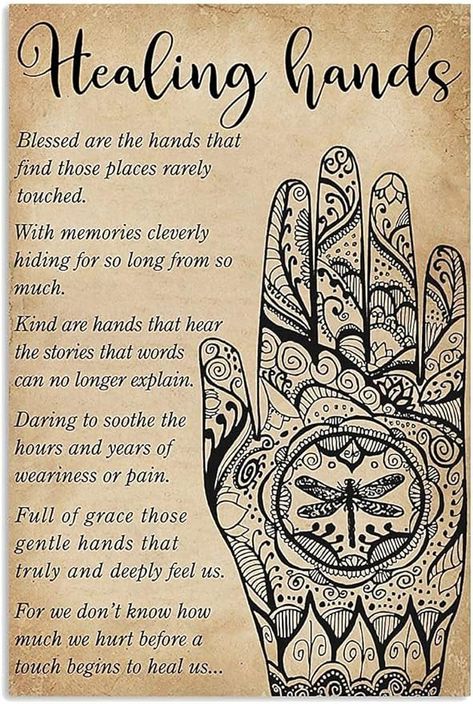 Amazon.com: SIGNCHAT Healing Hands Massage Therapist Poster Wall Art Poster Cute Sign Wall Decor Metal Sign Poster 8X12 Inches: Posters & Prints Hands Massage, Art Quotes Inspirational, Hand Massage, Healing Hands, 수채화 그림, Vertical Poster, Cute Signs, Reflexology, Massage Therapist