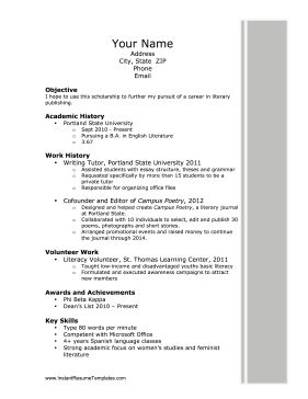 Focusing on education and academic achievements, this printable resume is a great way to apply for a scholarship. Free to download and print Resume For Scholarships, Scholarship Resume Template, Scholarship Resume, Resume Letter, High School Resume Template, High School Scholarships, Teen Resume, School Resume, High School Resume