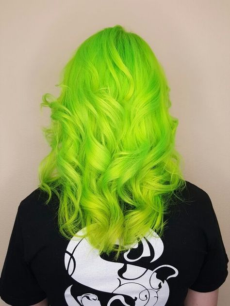 Bright Green Hair, Neon Hair Color, Neon Green Hair, Green Hair Dye, Hair Colorful, Lumpy Space, Dip Dye Hair, Goth Hair, Neon Hair