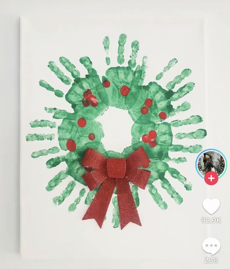 Christmas Wreath Toddler Craft, Christmas Handprint Wreath, Handprint Wreath Craft, Toddler Wreath Craft, Christmas Wreath Crafts For Toddlers, Toddler Christmas Wreath Craft, Handprint Wreath Preschool, Wreath Handprint Craft, Preschool Wreath Craft