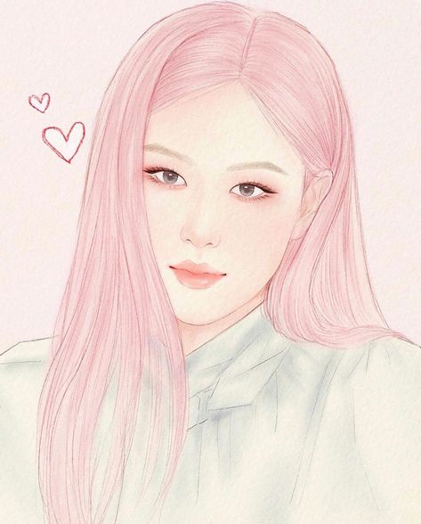 Rose Drawing Blackpink, Anime Face Drawing, Pink Drawing, Easy Disney Drawings, Rose Sketch, Sweet Drawings, Disney Art Drawings, Cool Pencil Drawings, Portraiture Drawing