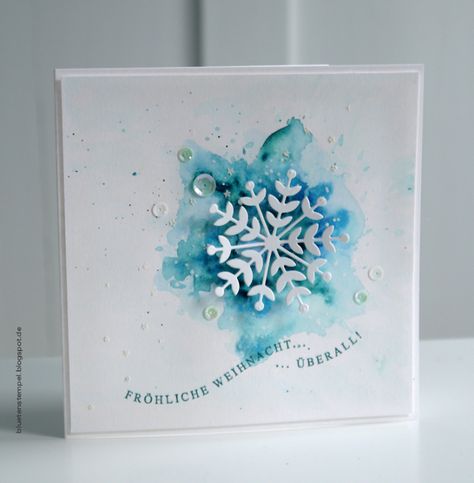 Christmas Snowflakes Crafts, Diy Christmas Snowflakes, Christmas Snowflakes Decorations, Christmas Card Ideas, Snowflake Cards, Christmas Card Inspiration, Homemade Christmas Cards, 카드 디자인, Watercolor Christmas Cards