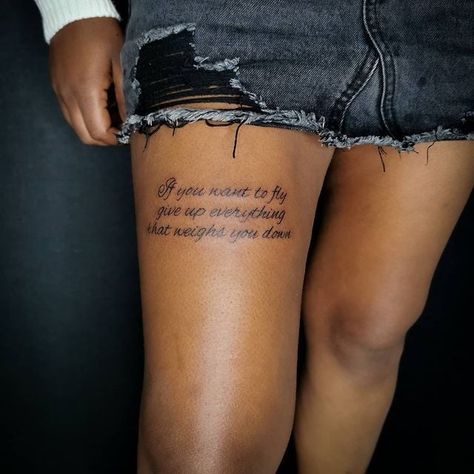 Quote Tattoos | POPSUGAR Smart Living Quad Tattoos Women, Quad Tattoo Women, Strength Quotes Tattoos, Tattoo About Strength, Quad Tattoo, Overcoming Fear Quotes, Tattoo Quotes About Strength, Quote Tattoos, Daily Life Hacks