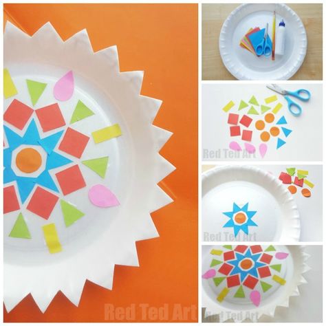 Paper Plate Rangoli, Diwali Eyfs, Rangoli Craft, Kids Rangoli, Diwali Craft For Children, Diwali For Kids, Diwali Activities, Rangoli Diwali, Red Ted Art