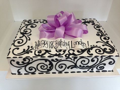 Birthday Cake For Women Elegant, Pastel Rectangular, Sheet Cake Designs, Birthday Cake For Mom, Birthday Sheet Cakes, 18th Birthday Cake, Birthday Cakes For Women, Cakes For Women, Pretty Birthday Cakes