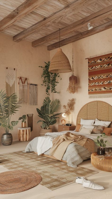 Boho Room Design Bedrooms, Boho Vibe Room, Vintage Boho Interior Design, Costal Boho Bedrooms, Boho Bedroom Lighting Ideas, Tulum Style Bedroom, Boho Appartement, Tulum Inspired Bedroom, Boho Wall Ideas