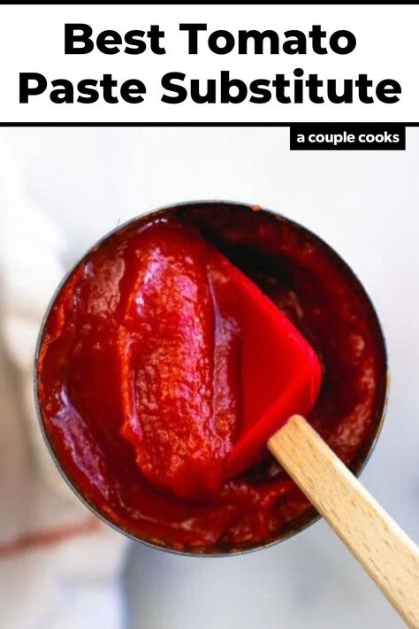 Don’t have tomato paste and need an alternative while you’re cooking? Here’s the best tomato paste substitute to use in recipes. #tomatopaste #substitute #substitutefortomatopaste Homemade Tomato Paste, Tomato Paste Recipe, Dessert Recipes Cookies, A Couple Cooks, Vegan Recipes Plant Based, Healthy Cook Books, Vegetarian Cookbook, Couple Cooking, Recipes Around The World