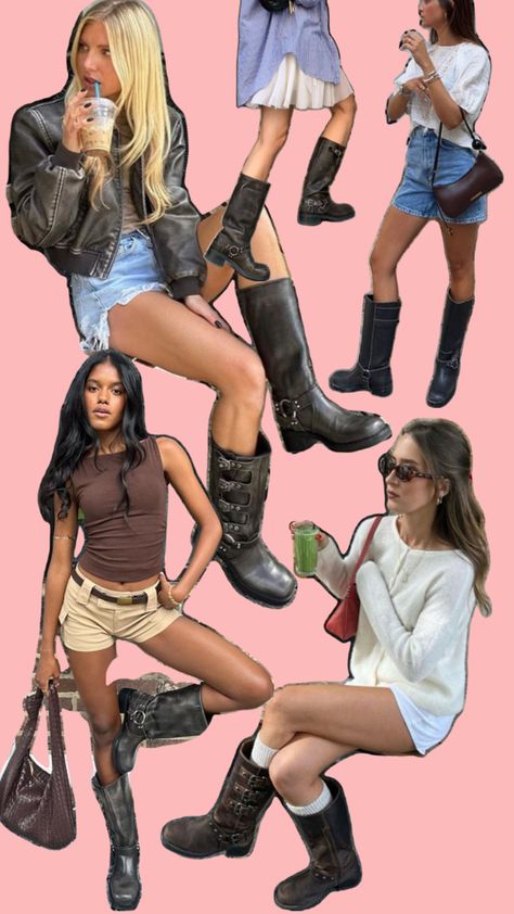 Moto Boots Outfit, Biker Boots Outfit, Summer Boots Outfit, Fashion Trending Moodboard, Boots Outfits, Fall Fit, Aesthetic Fits, Biker Boots, Moto Boots