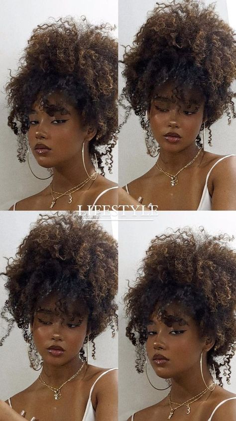 Afro Hair Reference, Afro Latina Hairstyles, Flustered Reference, Smug Face Reference, Coily Hair Styles, Curled Up Pose Reference, Long Coily Hair, Plus Size Reference, Coily Hair Hairstyles