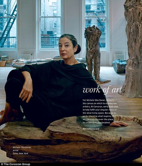 Urban landscape: Artist Michele Oka Doner sits atop one of her sculptures at her apartment in Manhattan Michele Oka Doner, Real Estate Ads, Misty Copeland, Annie Leibovitz, Style Muse, Advanced Style, Real Estate Company, Creative Ads, Selling Real Estate