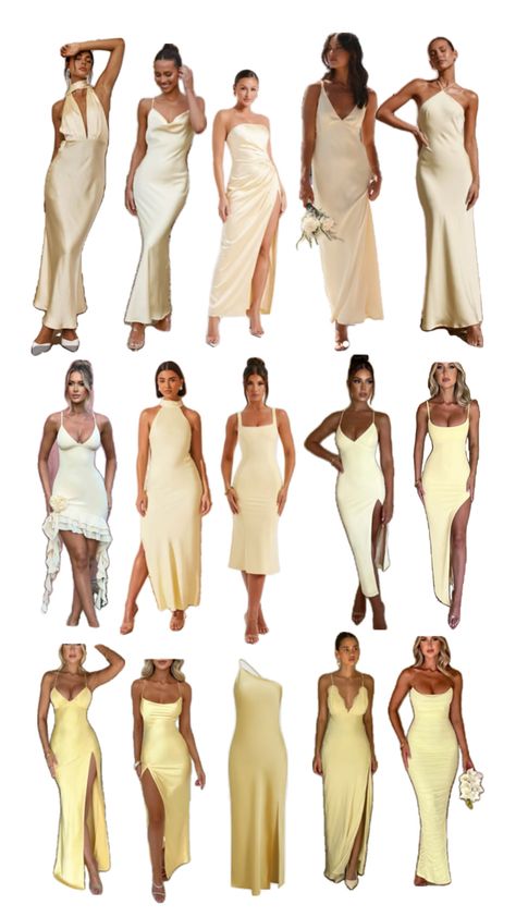 Yellow dresses, bridesmaid , weddings Pastel Yellow Bridesmaid Dresses, Yellow Wedding Guest Dresses, Yellow Wedding Dress, Yellow Dresses, Yellow Bridesmaid Dresses, Prom Dresses Yellow, Maid Of Honour Dresses, Yellow Bridesmaids, Banquet Dresses