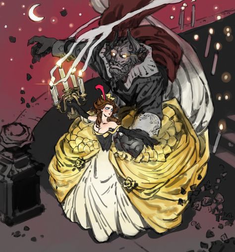 ArtStation - beauty and the beast fanart, Bella liu Belle And Beast Fan Art, The Beast Fanart, Beast Fanart, Disney Beast, Belle And Beast, Tale As Old As Time, Princess Collection, Disney Stuff, Disney Fun