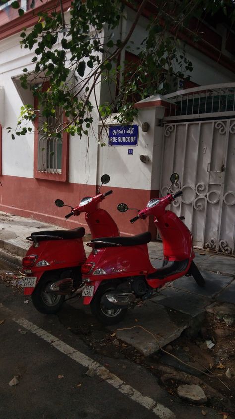 vespa bike standing outside a house. Pondicherry Snapchat Stories, Pondicherry Aesthetic, Pondicherry Photography, Pondicherry India, Cinematic Shots, Summer Fling, Photography Series, Pondicherry, Summer 2025