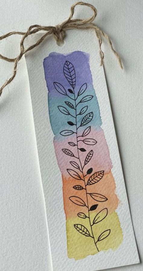 Watercolor Crafts To Sell, Homemade Bookmarks Watercolor, Watercolor On Book Pages, Bookmarks Watercolor Ideas, Watercolor Bookmarks Ideas Simple, Bookmark Ideas Watercolor, Watercolor Bookmarks Tutorials, Bookmark Watercolor Ideas, Simple Water Coloring Ideas