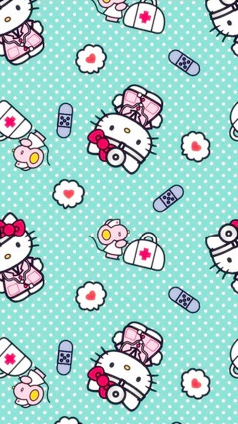 Nursing Wallpaper, Medical Wallpaper, Hello Kitty Images, Hello Kitty Backgrounds, Sanrio Wallpaper, Hello Kitty Iphone Wallpaper, Printable Scrapbook Paper, Kitty Wallpaper, Cute Patterns Wallpaper