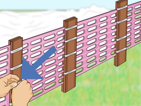 How to Install a Snow Fence (with Pictures) - wikiHow Setting Fence Posts, Build Fence, Backyard String Lights, Pasture Fencing, Wood Fence Post, Wooden Fence Posts, Snow Fence, Deer Fence, Framing Construction