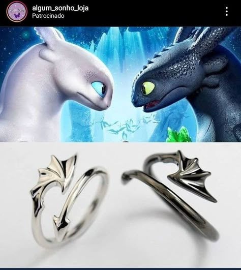 How To Train Your Dragon Jewelry, Harry Potter Ring, Dragon Wedding, Knitted Teddy Bear, Cute Engagement Rings, Cute Couple Gifts, Dragon Trainer, Dragon Ring, Night Fury