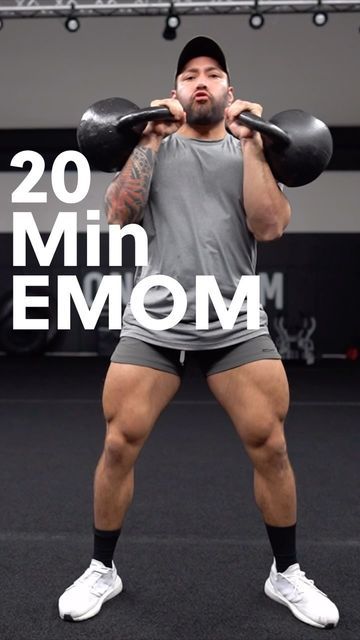 Juan Leija on Instagram: "20 Minute Workout Grab a set of heavy kettlebells set the timer to 20 minutes and let’s get to work with this 4 move, 20 minute EMOM 🔥 20 Min EMOM Workout -Cleans x 5 reps -Squats x 5 reps -Overhead Press x 5 reps -Burpees x 5 reps *do one move per minute then move on to the next, for 20 minutes = 5 rounds Move STRONG and Practice Safe Sets!!! #kettlebell #kettlebellworkout #kettlebellathlete #kettlebelltraining #functionalfitness #functionaltraining #fitnesscoach #wodoftheday #homeworkout #homeworkouts #fitnessjourney #fitnessenthusiast" 20 Min Kettlebell Workout, 20 Minute Emom Workout, 30 Minute Emom Workout, Kettlebell Emom, Kettlebell Workout 20 Minutes, Emom Workout, 20 Minute Workout, Overhead Press, Kettlebell Training