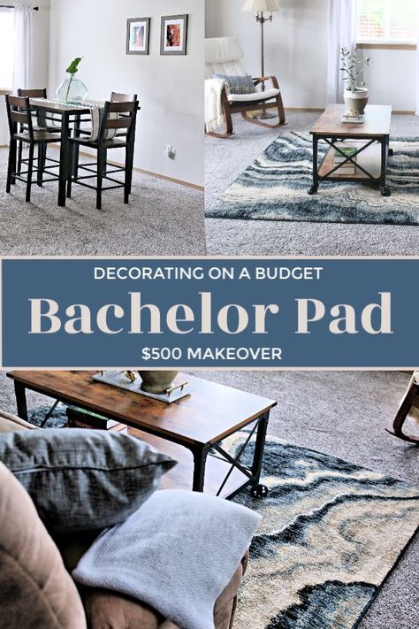 Room Makeover Before and After | Bachelor Pad Decorating on A Budget Guys Apartment, Masculine Home Decor, Mens Apartment Decor, Man Home Decor, Masculine Home, Bachelor Pad Decor, Masculine Living Rooms, Men Masculine, Masculine Decor