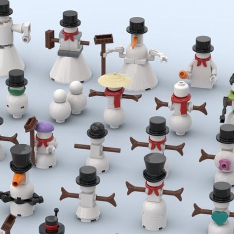 Winter Lego Ideas, Lego Christmas Village Diy, Christmas Lego Builds, Lego Christmas Village Display Ideas, Lego Snowman, Lego Gingerbread House, Lego Ornaments, Christmas Lego, Lego Christmas Village