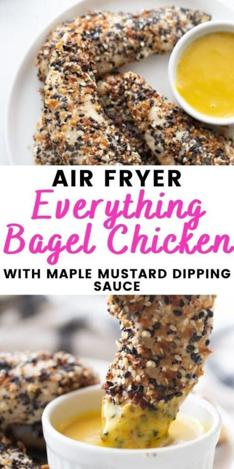 Everything Bagel Chicken, Maple Mustard Sauce, Air Fryer Chicken Tenders, Mustard Dipping Sauce, Everything Bagel Seasoning, Maple Mustard, Homemade French Fries, Bagel Seasoning, Air Fried Chicken