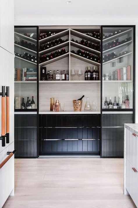 Built In Wine Rack, Home Bar Designs, Bar Room, Wine Room, Wet Bar, Wine Storage, Walk In Pantry, Wine Bar, Wine Cellar