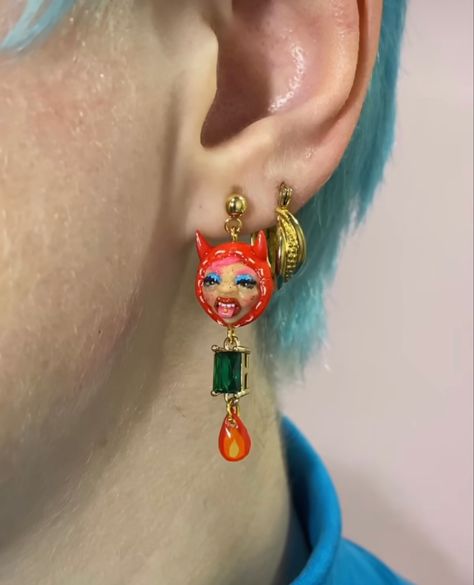 Tacky Jewelry, Wacky Jewelry, Strange Jewelry, Surrealism Jewelry, Eccentric Earrings, Novelty Jewelry, Maxamilist Jewellery, Eccentric Jewelry, Maximalist Earrings