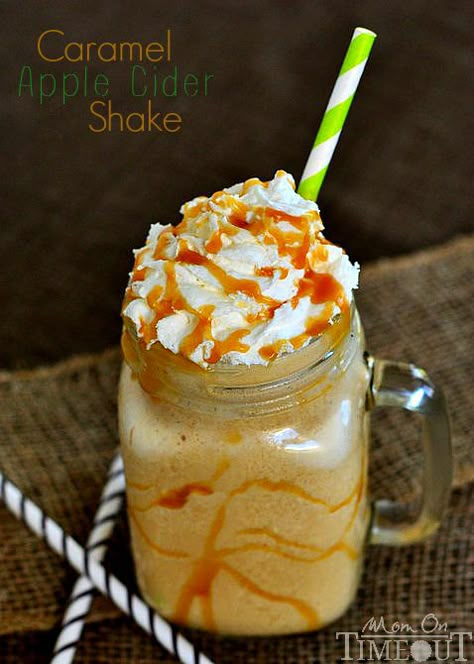 Caramel Apple Shake | MomOnTimeout.com Apple Shake, Fall Beverages, Caramel Apple Cider, Mom On Timeout, Apple Cider Caramels, Shakes Drinks, Milkshake Recipes, Milk Shakes, Smoothie Shakes