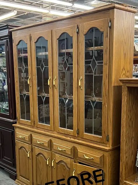 Lemon8 · Before & After. A makeover hutch inspo! · @Tara Marie Old Entertainment Center Repurpose, China Hutch Repurposed Kitchen Cabinets, Refinished Hutch Ideas, China Hutch Repurposed, Hutch Top Repurposed Ideas, Refurbished Hutch Ideas, Hutch Top Repurposed, Refurbished Hutch, China Hutch Display