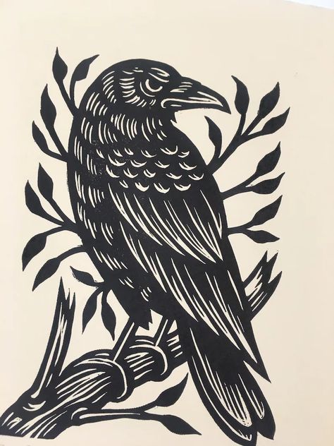 Crow Flying, Crows Drawing, Winchester Va, Crow Tattoo, Linocut Printmaking, Lino Art, Crow Art, Raven Art, White Artwork