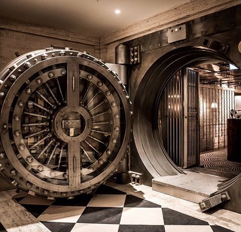 Vaults at the old midlands bank/ new Ned hotel Bank Vault, Bank Safe, Food Recommendations, Schrödinger's Cat, Bank Building, Safe Vault, Vault Doors, Wall Safe, Banks Building