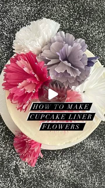 Sneha | Food, DIY & Home on Instagram: "Cupcake liner flowers are super cute and so easy to make. Use them As toppers on cake or put them into a vase as decor :)  Try different cuts to make different flowers 😃the possibilities are endless 😍#diy #craft #paperflowers #cupcakelinercrafts #cupcakelinerflower #cupcakeliners #cake #artandcraft #flowers #crafts #wiltoncakes" Flowers Out Of Cupcake Liners, Flowers With Cupcake Liners, Cupcake Paper Flowers, Bundt Cake Decorations, Diy Wedding Cake Topper, Cupcake Liner Crafts, Cupcake Liner Flowers, Crepe Paper Flowers Diy, Cupcake Paper