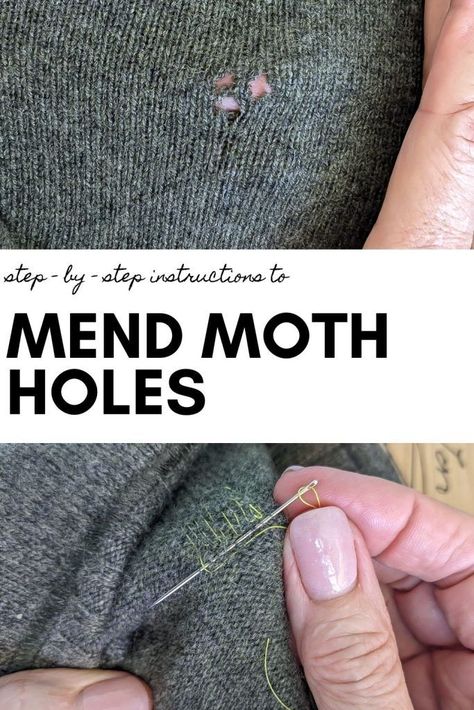 Moth Holes In Clothes, Holes In Clothes, Visible Mending Stitches, Knit Items, Mending Clothes, Scrap Fabric Projects, Make Do And Mend, Visible Mending, Repair Clothes