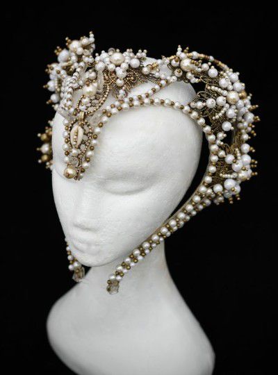 Wire Headpiece, Dramatic Headpiece, Crown With Pearls, Mermaid Couture, Pearl Headdress, Mermaid Pearl, Pearl Art, Pearl Crown, Pearl Headpiece