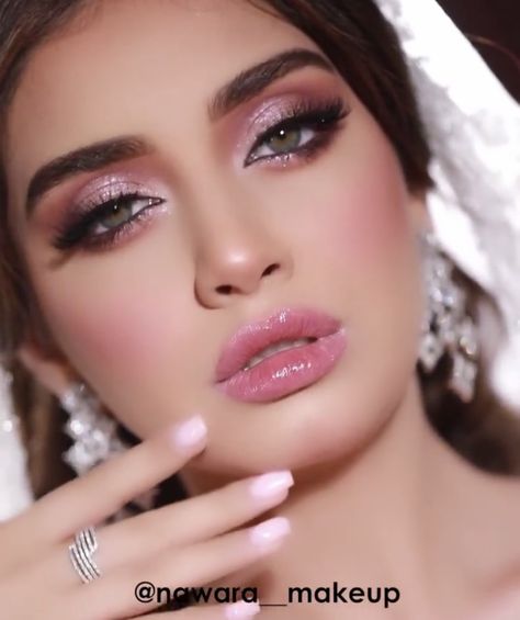 Pink Pageant Makeup, Makeup For Fusia Dress, Pink Bridal Makeup For Brown Eyes, Pink Silver Eye Makeup, Dusty Pink Makeup Look, Makeup For Fuchsia Dress, Pink Wedding Makeup Brides, Dusty Rose Makeup Look, Pink Bridal Makeup Looks