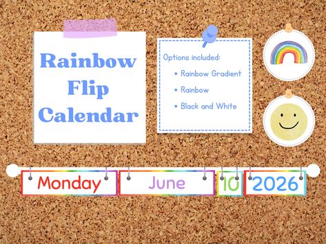 Excited to share the latest addition to my #etsy shop: Rainbow Flip Calendar, Printable Classroom Decor, Instant Download https://etsy.me/3Nr2PpF #rainbow #backtoschool #rainbowdecor #calendardisplay #printablecalendar #classroomcalendar #cuteclasstheme #rainbowtheme # Magnetic Curtain Rod, Childrens Book Characters, Emotions Posters, Poster Classroom, Flip Calendar, Create A Calendar, Printable Classroom Decor, Classroom Calendar, Class Theme