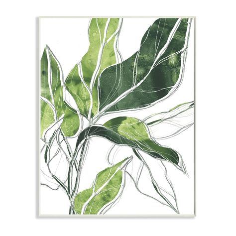 Stupell Industries Expressive Palm Linework Green Pop Detail Wall Plaque | Michaels Lithograph Print, Botanical Drawings, Stupell Industries, Large Canvas Prints, Botanical Wall Art, Leaf Art, Fine Arts Posters, Unframed Art, Seafoam Green