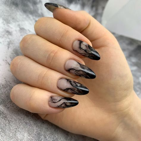 Smokey Nails Design, Black Smokey Nails, Smokey Nails, Rockstar Nails, Concert Makeup, Black Acrylic Nails, Nail Time, Nails Today, Simple Gel Nails