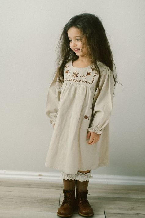 Excellent quality very fast delivery to Germany and an exceptionally courteous seller. Baby Winter Dress, Boots And Socks, Warm Winter Dresses, 4t Dress, Girls Fall Dresses, Brown Embroidery, Neutral Dresses, Long Sleeve Embroidered Dress, Girls Winter Dresses