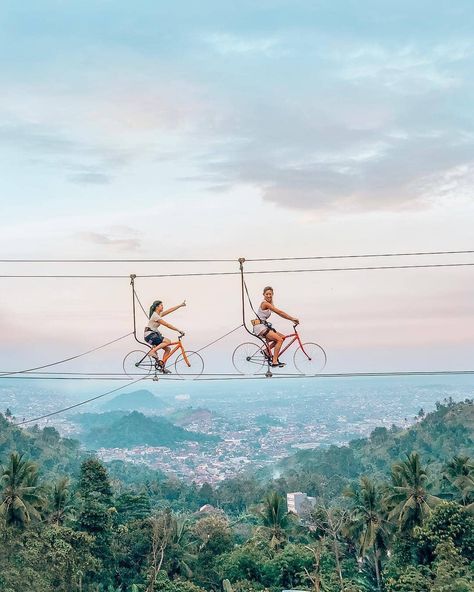 Travel Goals | Cycling through the sky in Jakarta, Indonesia #IndonesiaBucketList Destination Voyage, Beautiful Places To Travel, Travel Goals, Two People, Pretty Places, Travel Inspo, Rock Climbing, Adventure Awaits, Travel Bucket