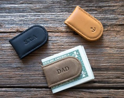 Leather Wallets With Key Clip For Daily Use, Daily Use Leather Wallet With Key Clip, Leather Money Clip, Money Clips For Men, Leather Bag Tag, Leather Money Clip Wallet, Leather Card Holder Wallet, Leather Money Clips, Personalized Leather Wallet