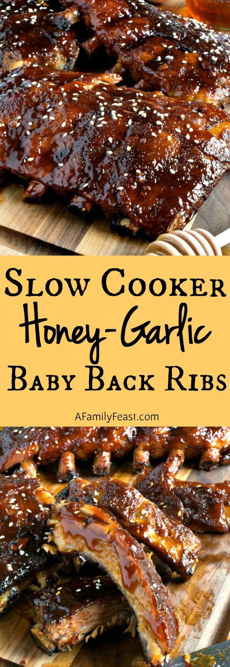 Quick Slow Cooker Meals, Garlic Ribs, Pork Dinners, Slow Cooker Ribs, Best Slow Cooker Recipes, Slow Cooker Desserts, Back Ribs, Ribs Recipe, Easy Slow Cooker Recipes