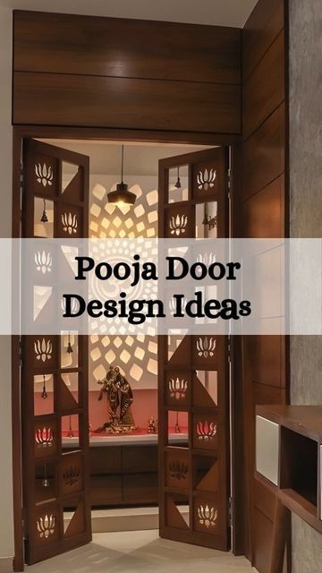 Mandir Home Puja Room, Mandir Designs For Living Room, Pooja Room Ideas South Indian, Interior Design Pooja Room, Mandir Design At Home, Home Puja Room Design, Mandir Door Ideas, Pooja Room Design Door, Stylish Doors Entrance