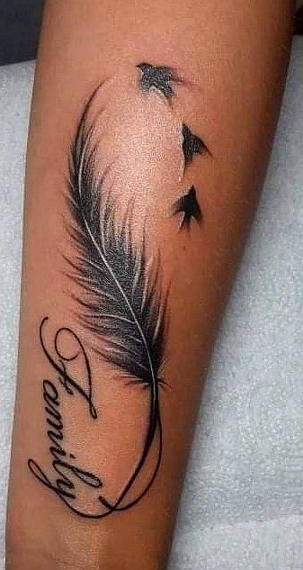 Faith Arm Tattoos For Women, Feather Wrist Tattoos For Women, Cool Wrist Tattoos For Women, Small Feather Tattoos For Women, Infinity And Feather Tattoo, Feather Tattoos For Women, Meaning Of Feather Tattoo, Feather Name Tattoos For Women, Big Cover Up Tattoos For Women