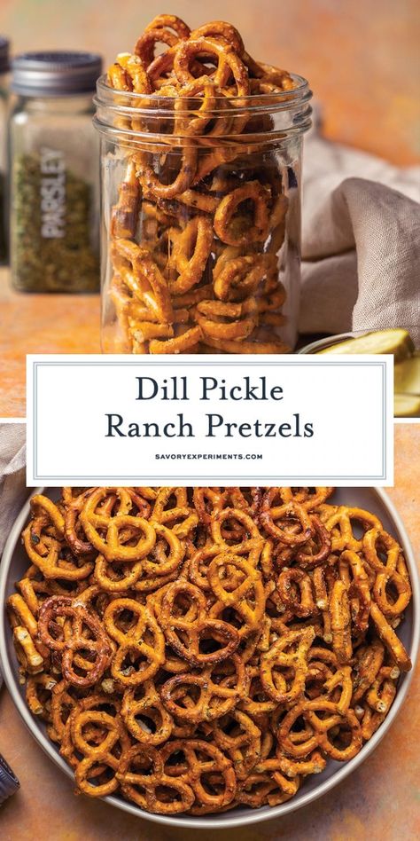 Ranch Pretzels Recipe, Dill Pickle Ranch, Pickle Ranch, Ranch Pretzels, Pretzels Recipe, Snack Mix Recipes, Recipes Appetizers And Snacks, Football Food, Snacks Für Party